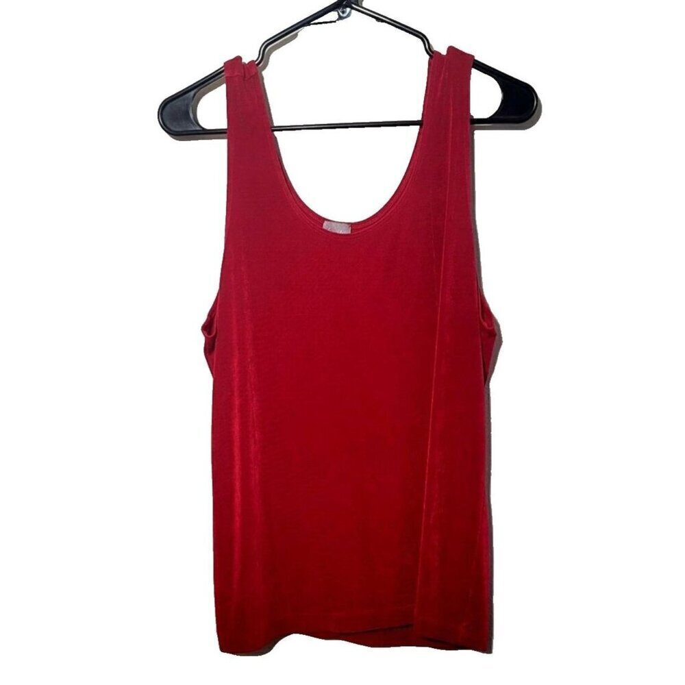 Chicos Travelers Tank Blouse 3 XL Red Slinky Stretch Casual Minimal Basics Women